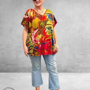 Orientique T-shirt Red Leaves