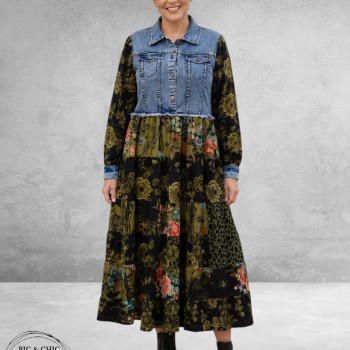 ORIENTIQUE Jurk Denim Mix