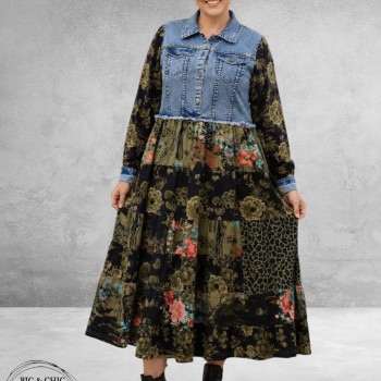 ORIENTIQUE Jurk Denim Mix