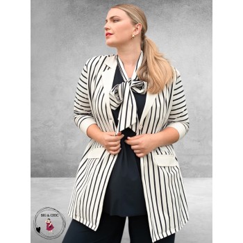 Plus Basics Blazer Midi Jacket Breton Stripe