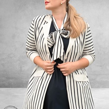 Plus Basics Blazer Midi Jacket Breton Stripe