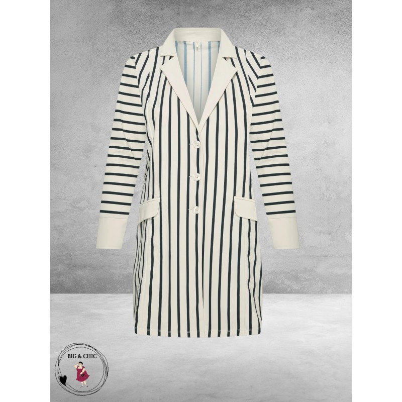 Plus Basics Blazer Midi Jacket Breton Stripe