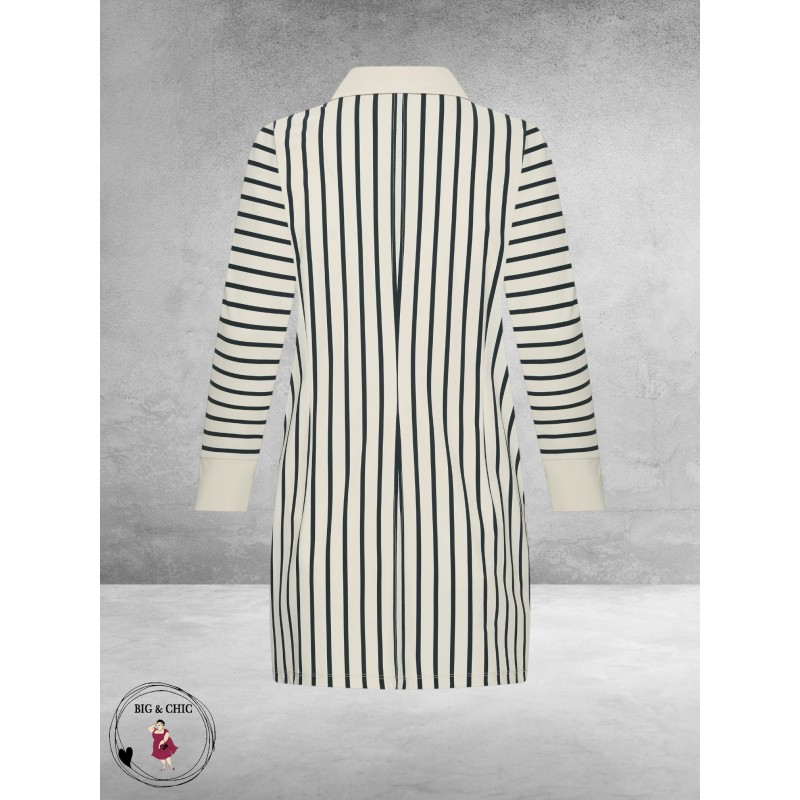 Plus Basics Blazer Midi Jacket Breton Stripe