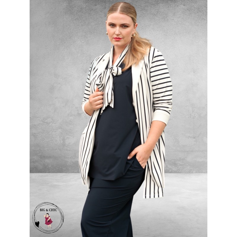 Plus Basics Blazer Midi Jacket Breton Stripe
