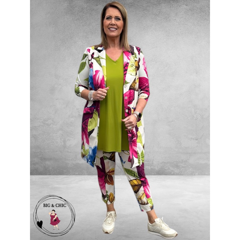 Plus Basics Blazer Long Jacket Mega Flower
