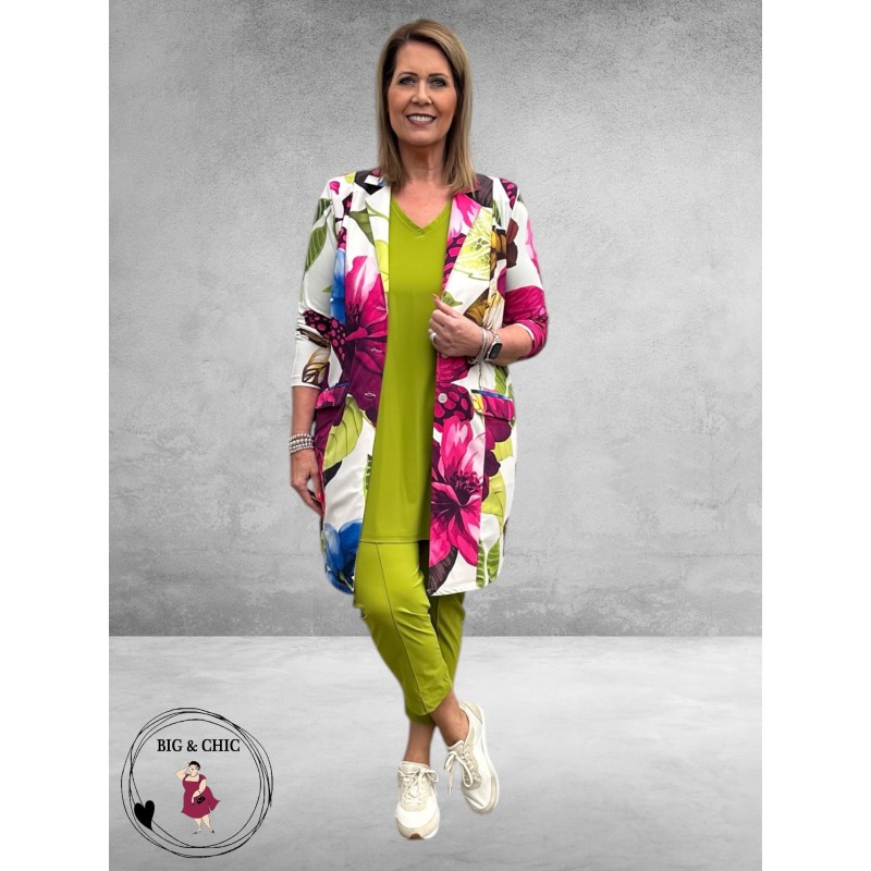 Plus Basics Blazer Long Jacket Mega Flower