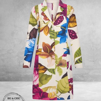 Plus Basics Blazer Long Jacket Mega Flower
