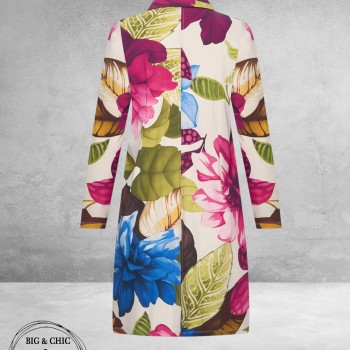 Plus Basics Blazer Long Jacket Mega Flower