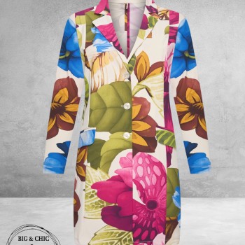 Plus Basics Blazer Midi Jacket Mega Flower