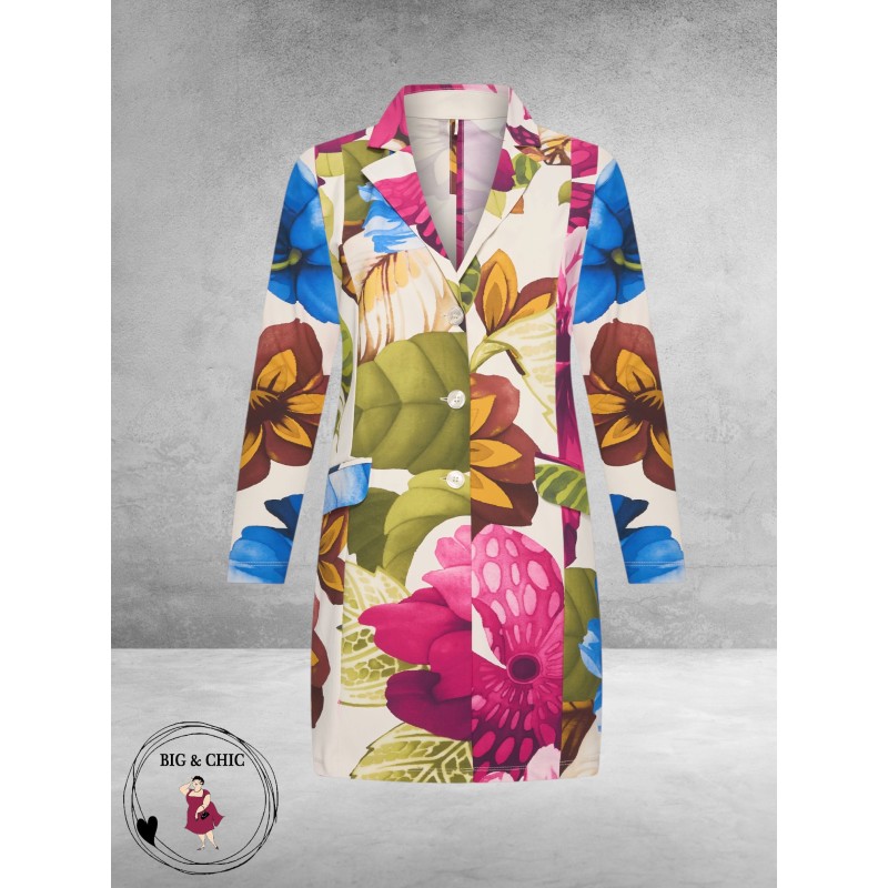 Plus Basics Blazer Midi Jacket Mega Flower