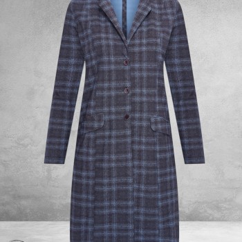 Plus Basics Blazer Long Jacket TARTAN ICE