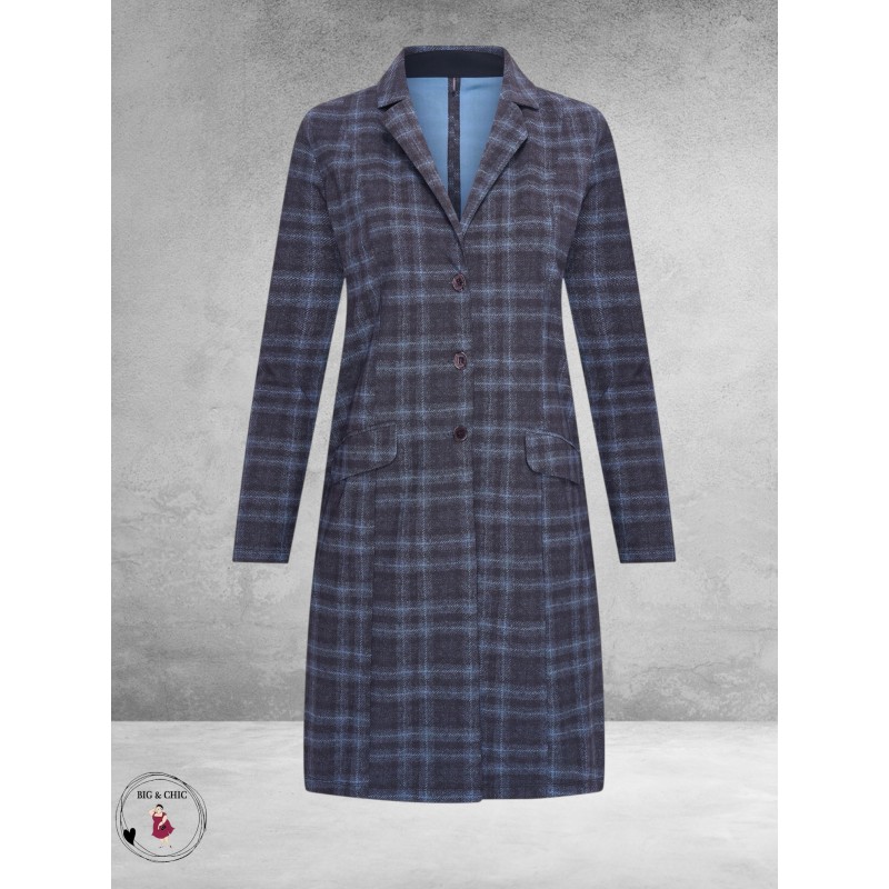 Plus Basics Blazer Long Jacket TARTAN ICE