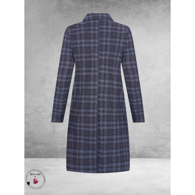 Plus Basics Blazer Long Jacket TARTAN ICE