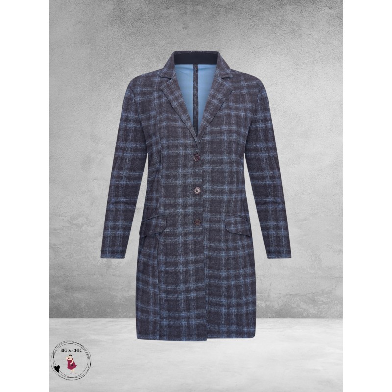 Plus Basics Blazer Midi Jacket TARTAN ICE