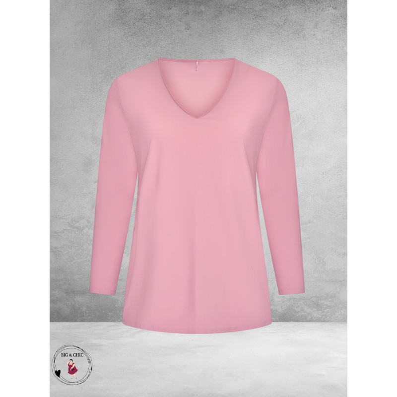 PLUS BASICS Shirt Tee V Slim Langmouw ANTIQUE PINK
