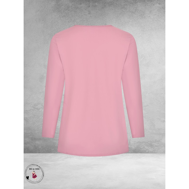 PLUS BASICS Shirt Tee V Slim Langmouw ANTIQUE PINK
