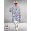 Rafay Tuniek A-Lijn Blauw/Wit Grafisch
