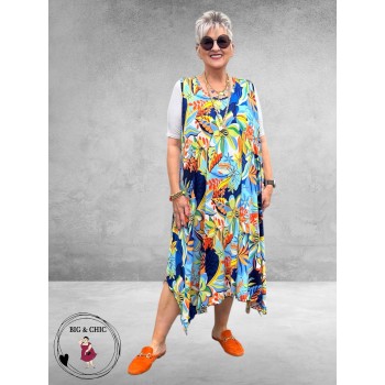 Rafay Jurk Mouwloos Blauw Flowers 