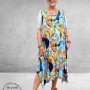 Rafay Jurk Mouwloos Blauw Flowers 