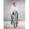Rafay Jurk Mouwloos Blauw Flowers 