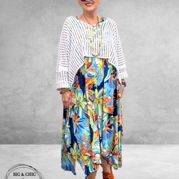 Rafay Jurk Mouwloos Blauw Flowers 