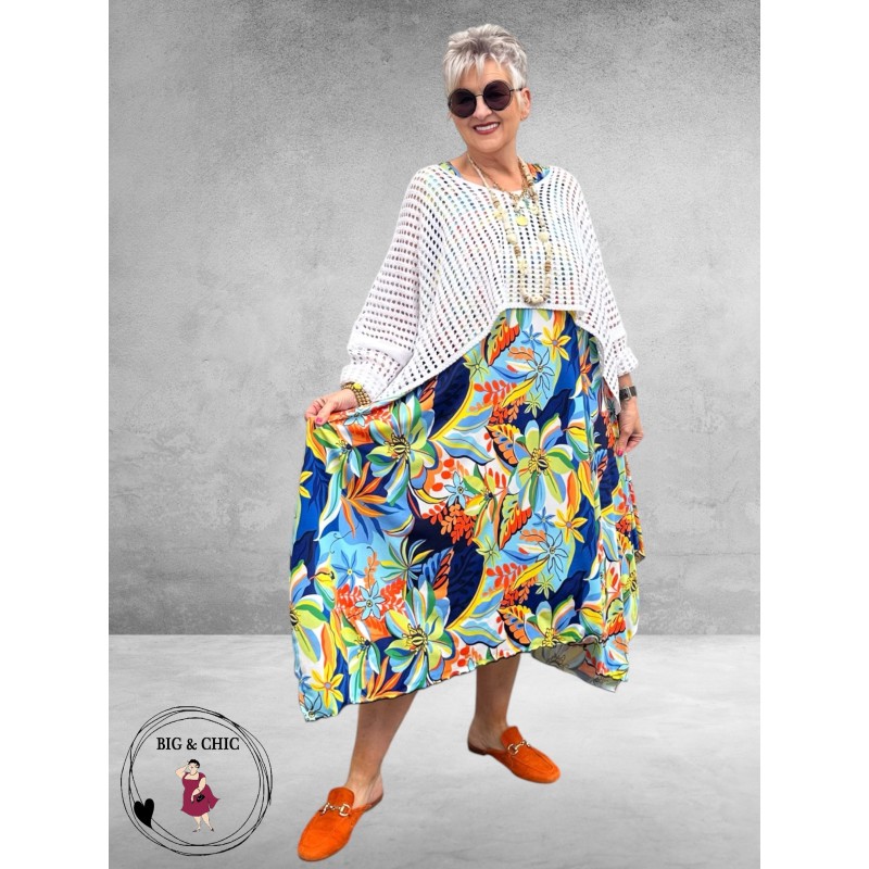 Rafay Jurk Mouwloos Blauw Flowers 