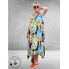 Rafay Jurk Mouwloos Blauw Flowers 