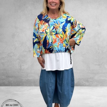 Rafay Shirt Blouson Model Tropische Print