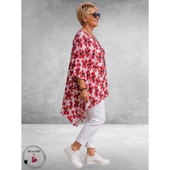 Rafay Shirt Oversized Rood/Wit Flowers