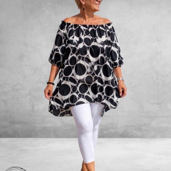 Rafay Tuniek Off Schouder Zwart/Wit