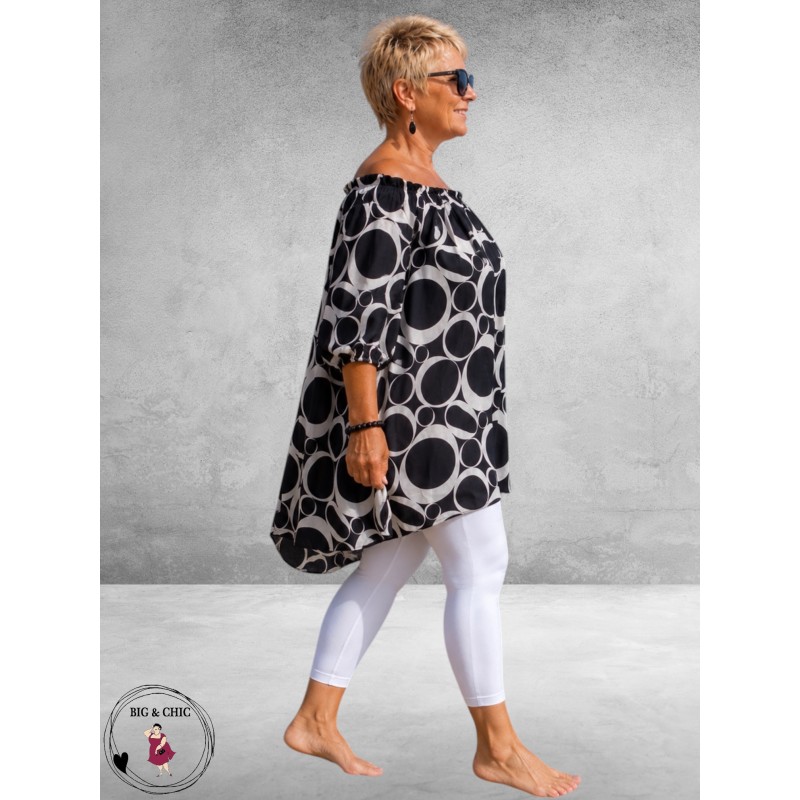 Rafay Tuniek Off Schouder Zwart/Wit