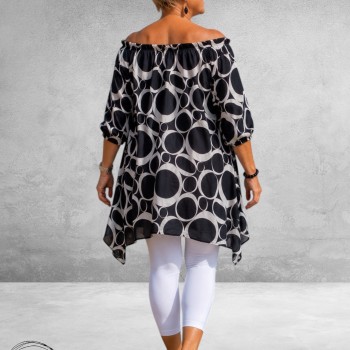 Rafay Tuniek Off Schouder Zwart/Wit
