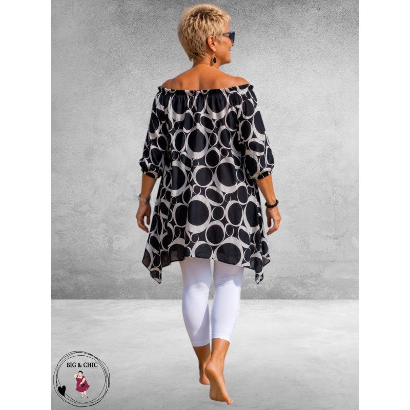 Rafay Tuniek Off Schouder Zwart/Wit
