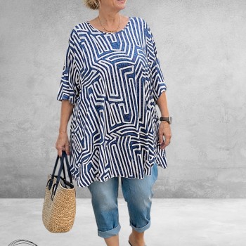 Rafay Tuniek Blauw-Wit Grafic