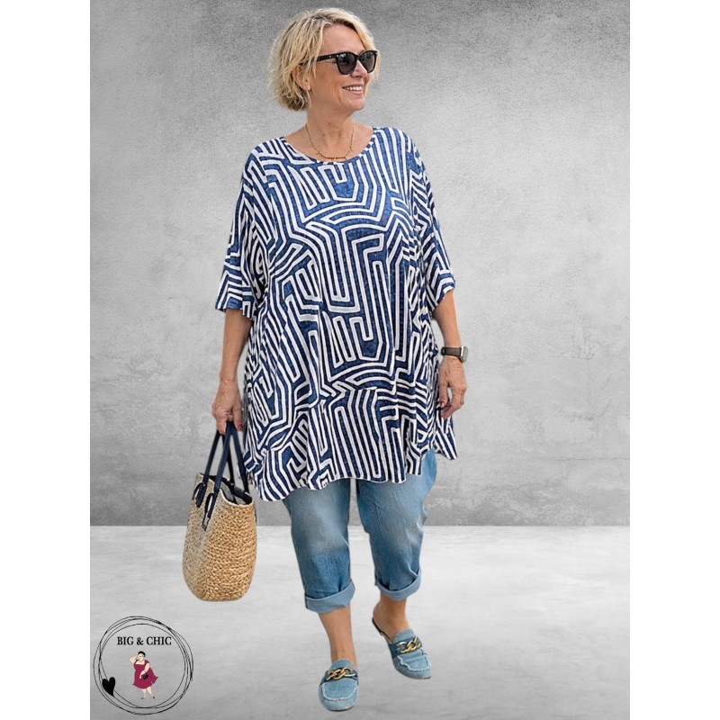 Rafay Tuniek Blauw-Wit Grafic