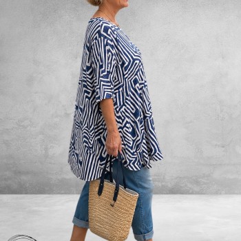 Rafay Tuniek Blauw-Wit Grafic