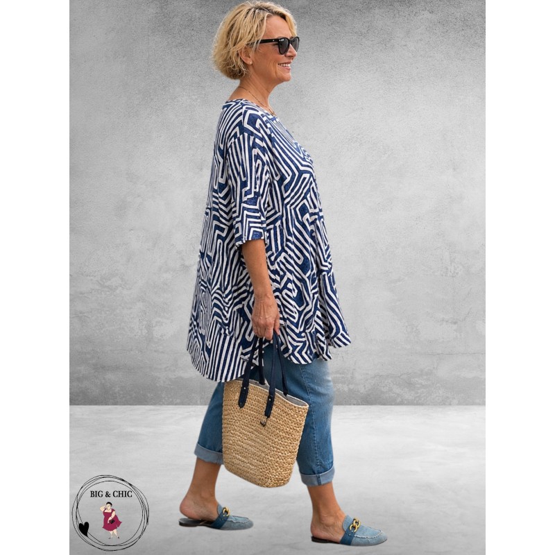 Rafay Tuniek Blauw-Wit Grafic
