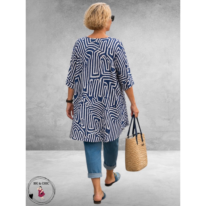 Rafay Tuniek Blauw-Wit Grafic