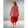 Rafay Top A-Lijn Rood/Wit Viscose