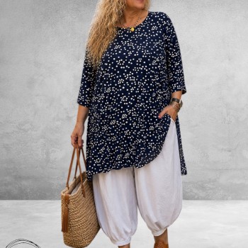 Rafay Tuniek Navy Wit Stippen