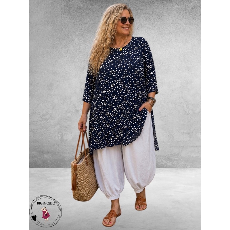 Rafay Tuniek Navy Wit Stippen