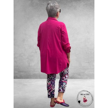 ROBELL Broek Rose Slim Fit Lila-Pink-Wit 