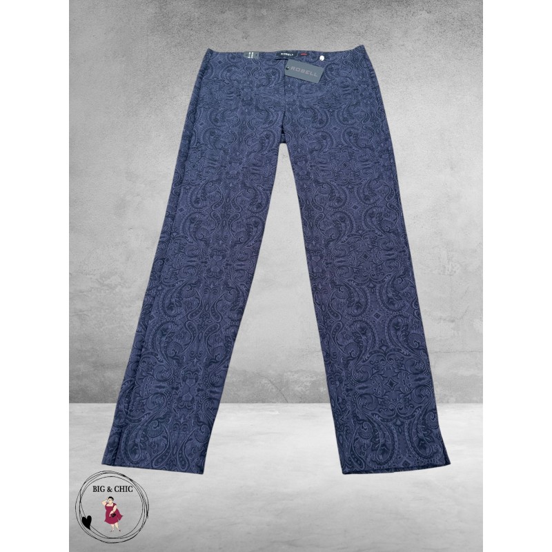 ROBELL Broek Marie Straight Fit Paisley Navy