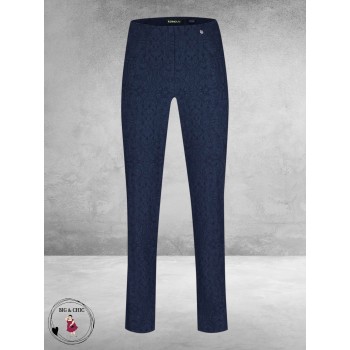 ROBELL Broek Marie Straight Fit Paisley Navy