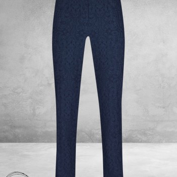 ROBELL Broek Marie Straight Fit Paisley Navy