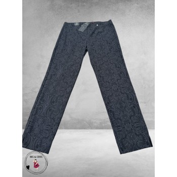 ROBELL Broek Marie Straight Fit Paisley Zwart