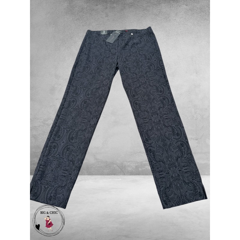 ROBELL Broek Marie Straight Fit Paisley Zwart