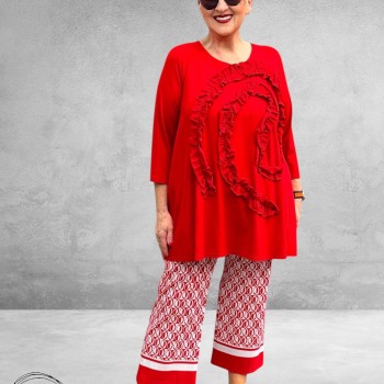 ROBELL Broek Joella Flair Rood/Wit 