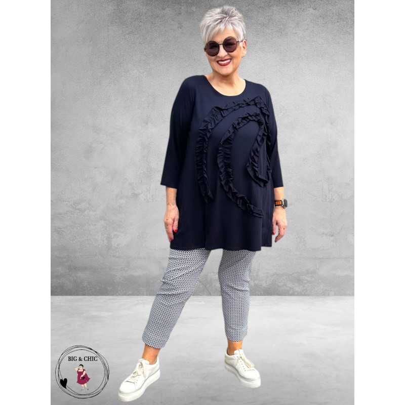 ROBELL Broek Rose Slim Fit Enkel Navy/Wit