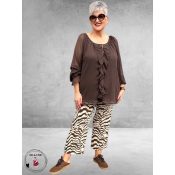 ROBELL Broek Joella Flair Creme/Bruin